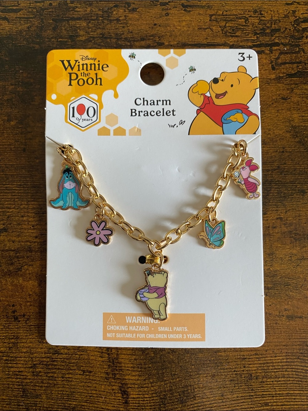Disney 100th Anniversary Winnie the Pooh Gold Tone Charm Bracelet